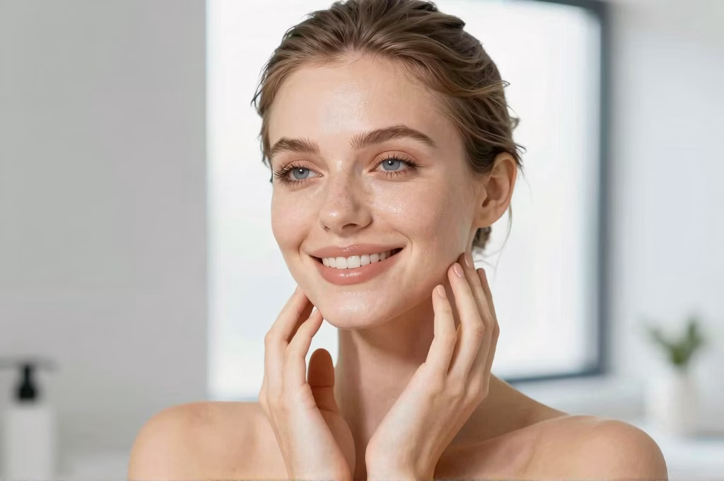 Resultat epilation laser visage avec peau lisse et teint eclatant apres traitement